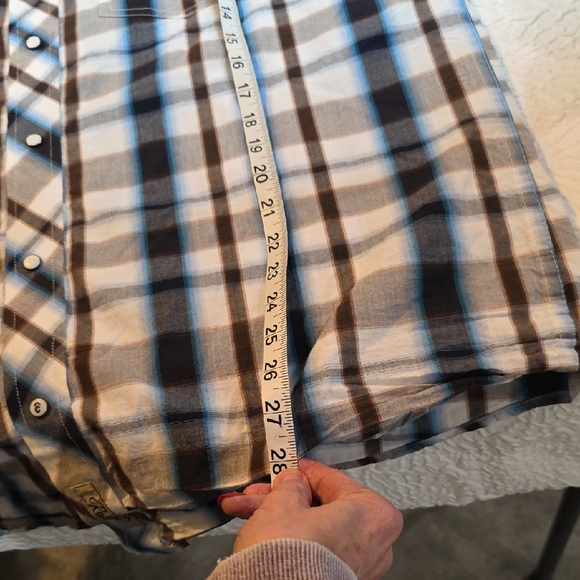 Rafter C Cowboy Collection Blue Plaid Pearl Snap Western Shirt Mens L - Picture 8 of 9